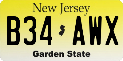 NJ license plate B34AWX