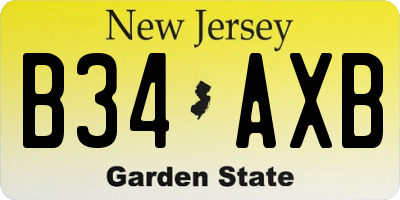 NJ license plate B34AXB