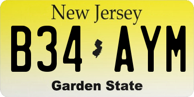 NJ license plate B34AYM