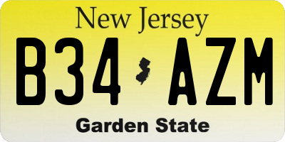 NJ license plate B34AZM