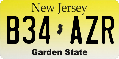 NJ license plate B34AZR