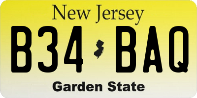 NJ license plate B34BAQ