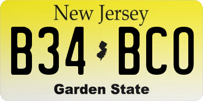 NJ license plate B34BCO