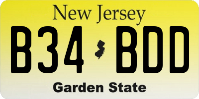 NJ license plate B34BDD