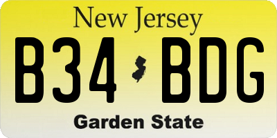 NJ license plate B34BDG