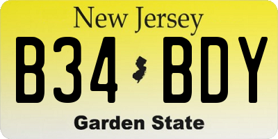 NJ license plate B34BDY