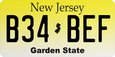 NJ license plate B34BEF