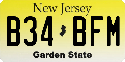 NJ license plate B34BFM