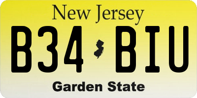 NJ license plate B34BIU
