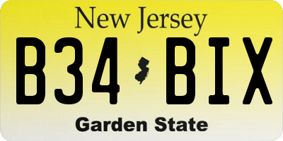 NJ license plate B34BIX