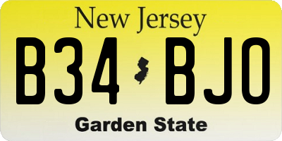NJ license plate B34BJO