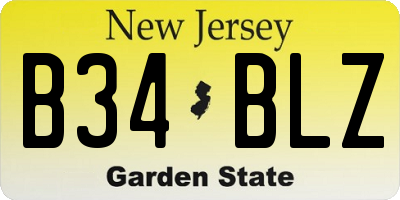 NJ license plate B34BLZ