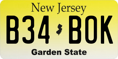 NJ license plate B34BOK