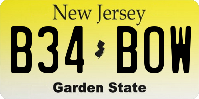 NJ license plate B34BOW