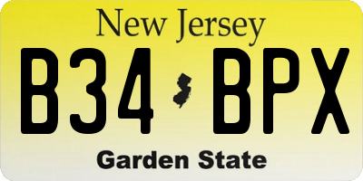NJ license plate B34BPX