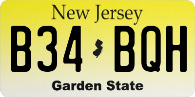 NJ license plate B34BQH