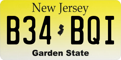 NJ license plate B34BQI