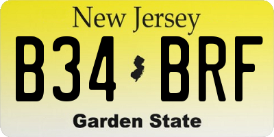 NJ license plate B34BRF