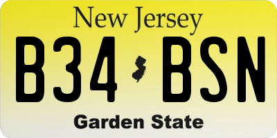 NJ license plate B34BSN