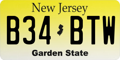 NJ license plate B34BTW