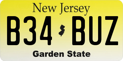 NJ license plate B34BUZ