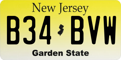 NJ license plate B34BVW