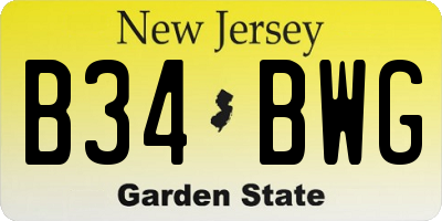 NJ license plate B34BWG