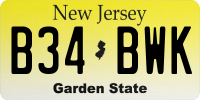 NJ license plate B34BWK