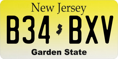NJ license plate B34BXV