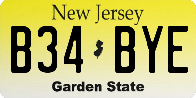 NJ license plate B34BYE