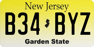 NJ license plate B34BYZ