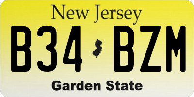 NJ license plate B34BZM