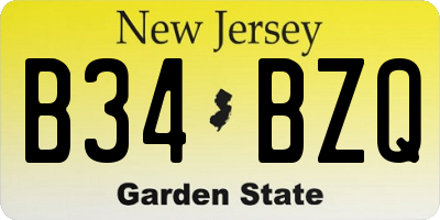 NJ license plate B34BZQ