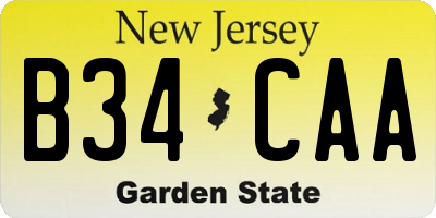 NJ license plate B34CAA