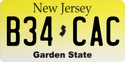 NJ license plate B34CAC