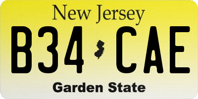 NJ license plate B34CAE