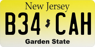 NJ license plate B34CAH