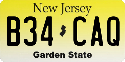 NJ license plate B34CAQ