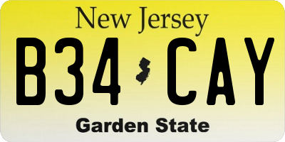 NJ license plate B34CAY