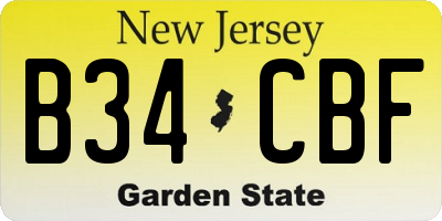 NJ license plate B34CBF