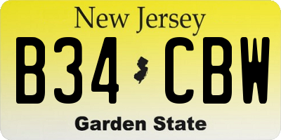 NJ license plate B34CBW