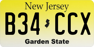 NJ license plate B34CCX