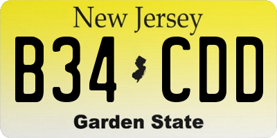 NJ license plate B34CDD