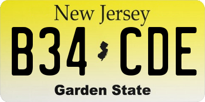 NJ license plate B34CDE