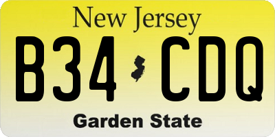 NJ license plate B34CDQ