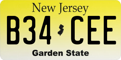 NJ license plate B34CEE