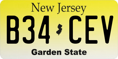 NJ license plate B34CEV