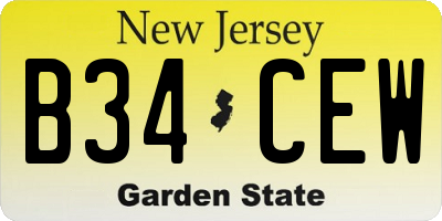 NJ license plate B34CEW