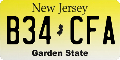 NJ license plate B34CFA