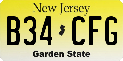 NJ license plate B34CFG